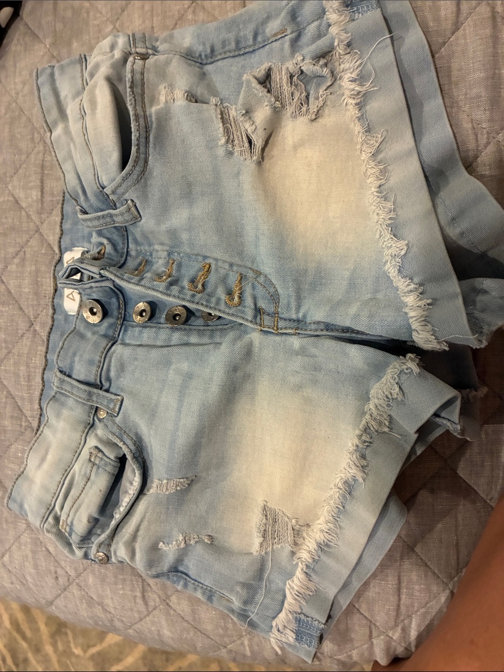 Ariya Light Blue Distressed Denim Jean Shorts